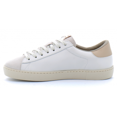 Baskets basses à lacets en cuir pour femme 1126142 blanc-beige hielo