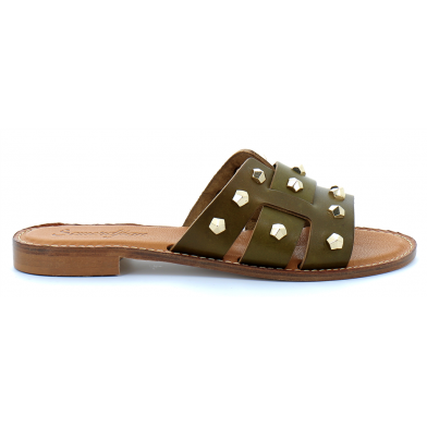 Sandale en cuir pour femme SILVIA kaki olivia