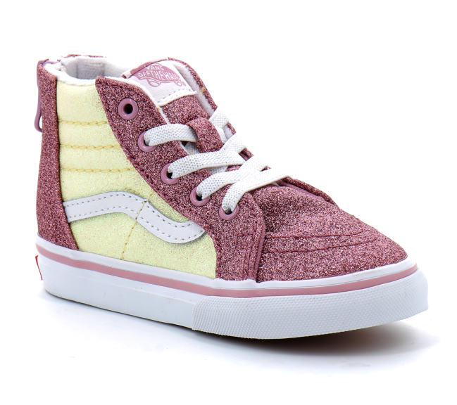 vans chaussures enfant sk8-hi zip (1-4 ans) rose-glitter vn0a5fbi0fu1