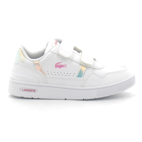 lacoste sneakers t-clip enfant blanc-neon 44suc0017-21g