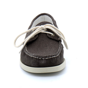 CHAUSSURES BATEAU POUR HOMME EN TOILE DOCKSIDES PORTLAND WASHED CANVAS dark brown du 40 au 45-76117kw-901r