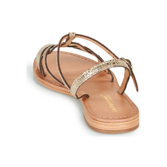 Sandales pour femme en cuir Hironela or/craquele 42706