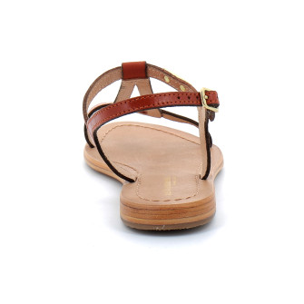 Sandales pour femme en cuir Hamess brique 63441