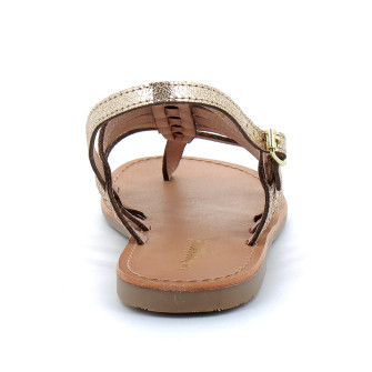 Sandales spartiates à entre-doigts pour femme Hika or/craquele 63501