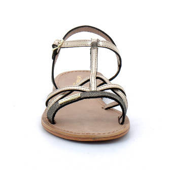 Sandales pour femme en cuir Hironela noir/irise 42707