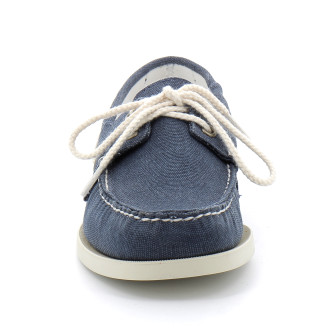 CHAUSSURES BATEAU POUR HOMME EN TOILE DOCKSIDES PORTLAND WASHED CANVAS bleu-navy du 40 au 45-76117kw-908r