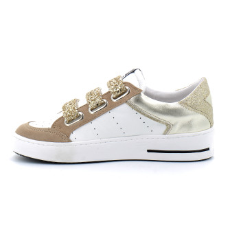 Basket mode basse à scratch pour femme GAREN blanc-or 10430