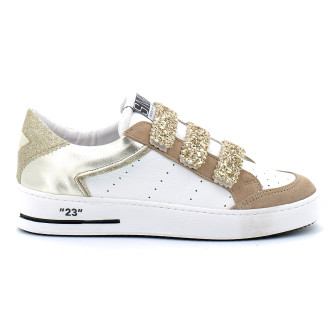 Basket mode basse à scratch pour femme GAREN blanc-or 10430