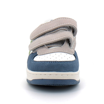 Basket à scratch pour enfant TIEMPO SCRATCH CUIR FENDU MULTICOLORE jeans