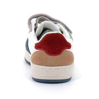 Basket à scratch pour enfant TIEMPO SCRATCH CUIR FENDU MULTICOLORE jeans