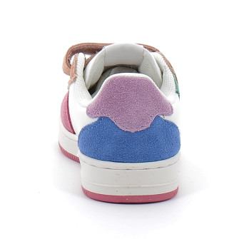 Basket à scratch pour enfant TIEMPO SCRATCH CUIR FENDU MULTICOLORE rosa