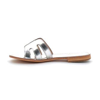 Mules pour femme en cuir Damia argent 330022