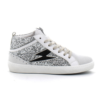 Basket mode montante à lacet ALFA blanc-argent 4831f