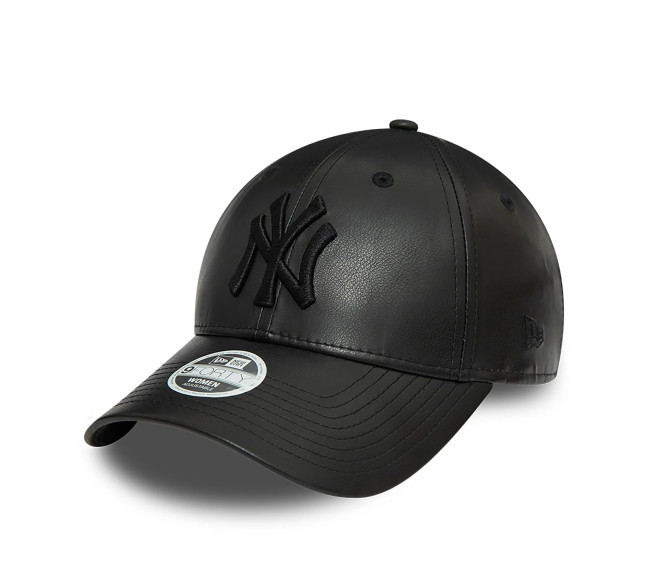 Casquette pour femme 9FORTY Ajustable New York Yankees MLB Faux Cuir Noir noir osfm