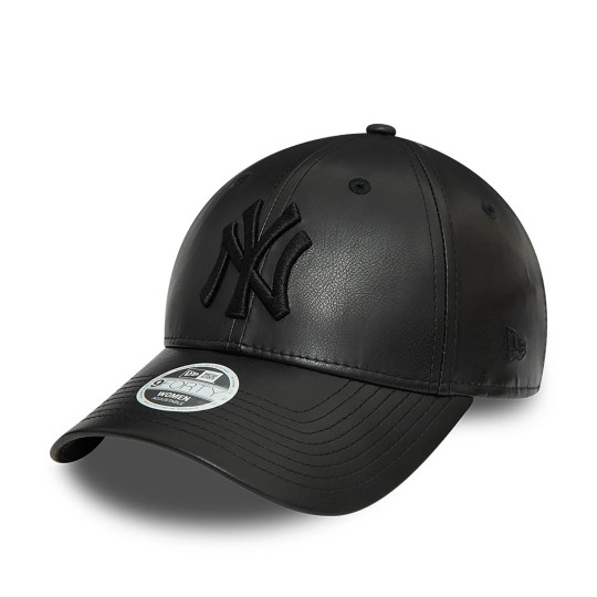 Casquette pour femme 9FORTY Ajustable New York Yankees MLB Faux Cuir Noir noir osfm