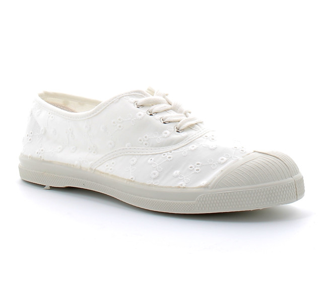 Tennis à lacet broderie pour adulte new ecru f15004c17l26t6-0103