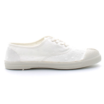 Tennis à lacet broderie pour adulte new ecru f15004c17l26t6-0103